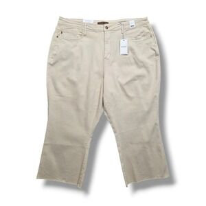 Judy Blue Wide Leg Crop Jeans Womens Plus 24 High Waist Garment Dyed Bone